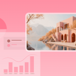 Pink cover image with rising bar chart and house by lake for Airbnb profitability insights