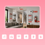 Illustration representing short-term rental fire safety compliance guide for Airbnb hosts, focusing on safety regulations, prevention measures, and property risk management.