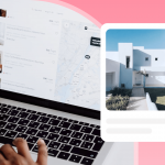 A laptop showing Airbnb last-minute deal search results with a mobile card displaying a saved vacation rental villa
