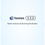 Hostex 5.3.0 update banner announcing better PMS tools for vacation rental hosts