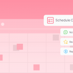 Illustration of a cleaning calendar for vacation rental hosts, with labels for automated schedule and notify cleaner.