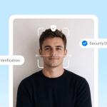 A smartphone screen showing a guest undergoing facial recognition and ID verification for short-term rental guest screening, with verified badges for ID verification and security deposit, representing how hosts can vet guests before booking.