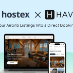 Displaying the logos of Hostex and Booking with Haven, indicating that the two apps are now integrated, allowing your Hostex listings to generate a direct booking website.
