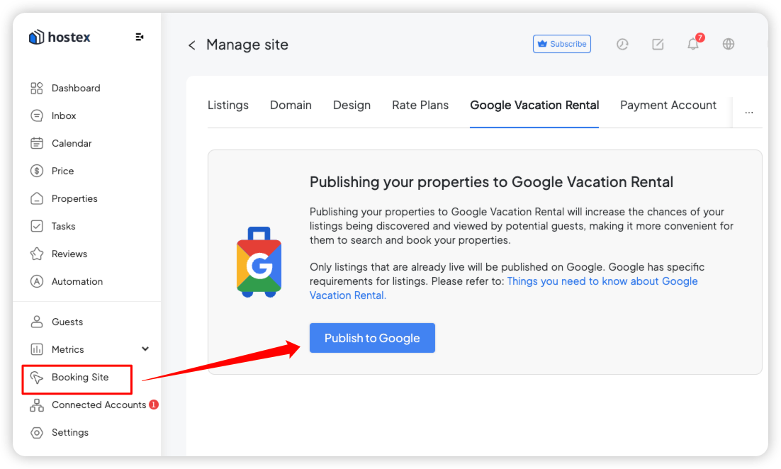 Google Rentals List Your Hostex Site on Google Vacation Rentals