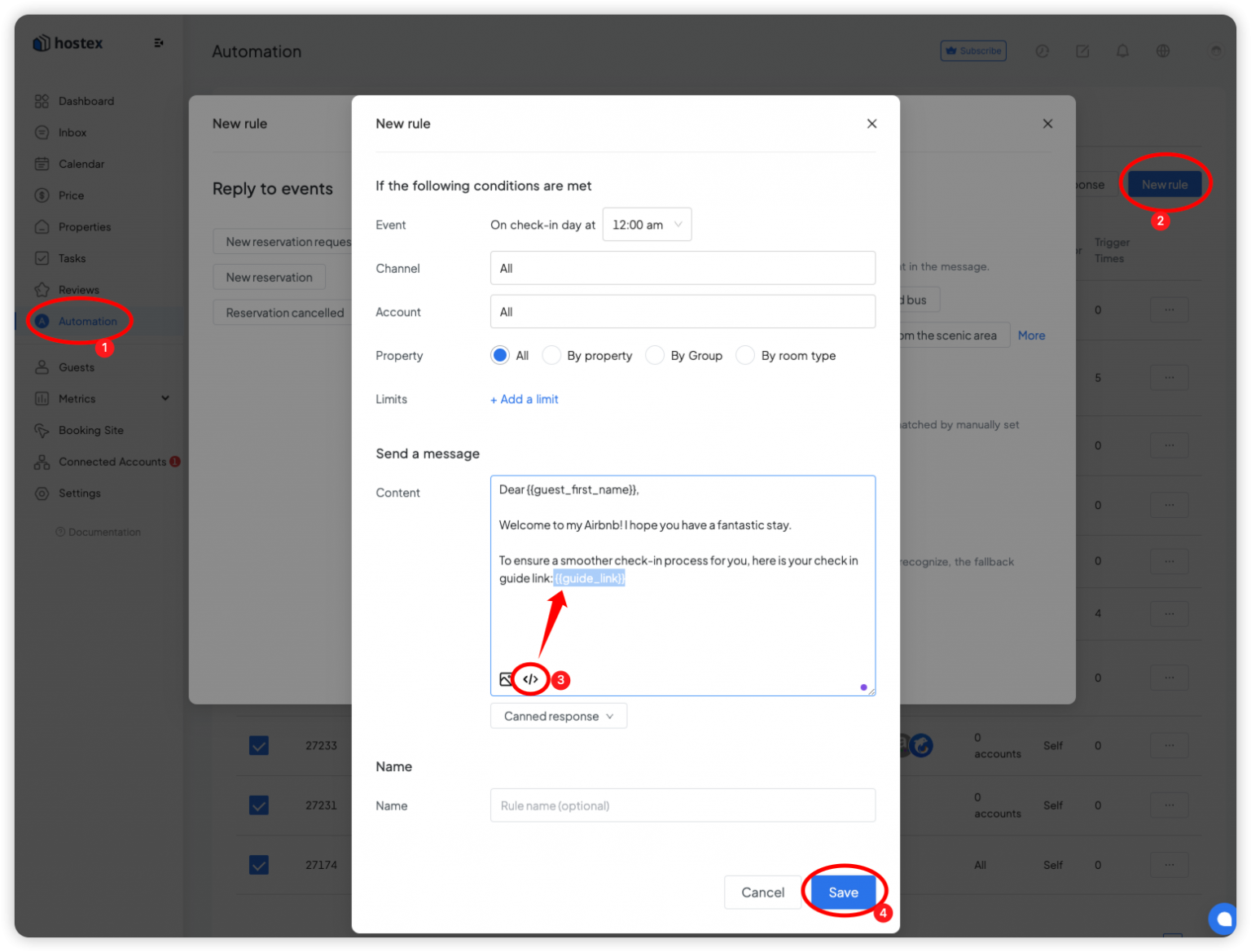 Use the Check-in Guide in Hostex